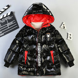 Kid Boys Long Bright Face Wash Down Cotton Jacket Thick Winter Coats