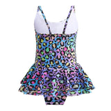 Kid Girls Leopard Print One-piece Bathing Beach Swimsuit