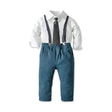 Kid Baby Boy Suit Solid Long Sleeve Formal 4 Pcs Sets