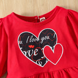 Kid Baby Girls Valentine's Day Set Love Letters Full Printed 2 Pcs Sets
