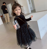 Kid Baby Girls Autumn Winter Velvet Velvet Starry Sky Casual Dress