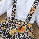 Baby Girl Suit White Sunflower Alphabet Long Sleeve Triangle Suit 2 Pcs Sets