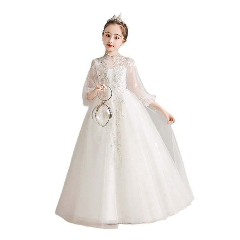 Kid Girls White Princess Flower Little Host Dresses