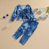 Kid Baby Girls Suit Tie-dye Printing Fashion Spring 2 Pcs Sets