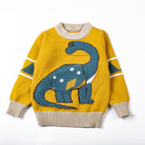 Kid Baby Boy Neutral Knit  Dinosaur Round Neck Sweater