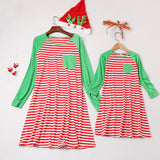 Family Matching Long-sleeved Christmas Striped Dress