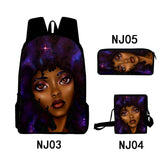 African Girl Three-piece Schoolbag Backpack School Students Bags