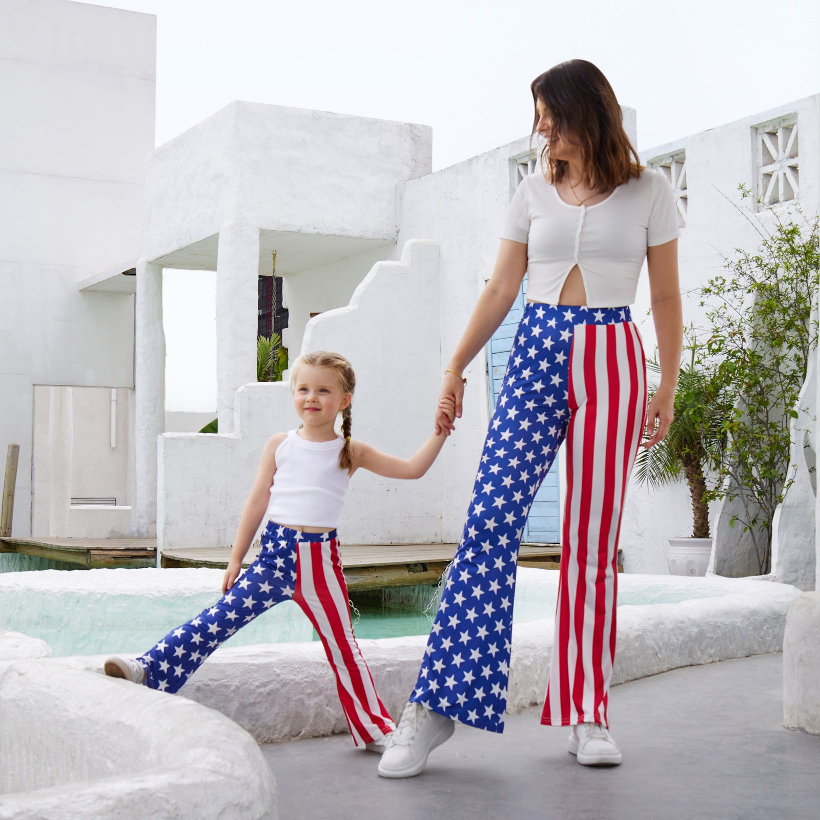 Family Matching Mother Daughter Flared Pants Independent Day Bottoms