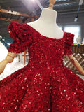 Kid Girl Princess Shag Yarn High-end Host Piano Performance Sequins Dresses