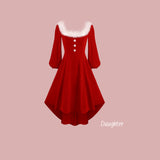 Family Matching Mother-daughter Velvet Square Collar Party Dress