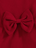 Baby Girl Solid Color Pit Bow Detachable Autumn Winter 2 Pcs Sets
