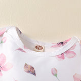 Baby Girl Flower Printed Short Sleeve Strap 3 Pcs Sets