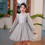 Kid Girl Spring Autumn Princess Long Sleeve Poached Dress