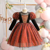 Kids Girls Witches Frozen Halloween Vintage Princess Evening Dresses