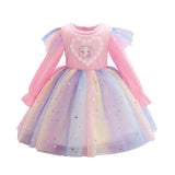 Kid Girl Spring Autumn Long Sleeve Unicorn Birthday Dresses