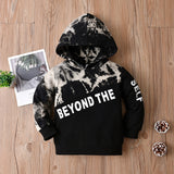 Baby Kids Boys Spring Fashion Long-sleeved Black Lettered Hoodie