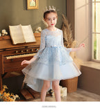 Kid Girl Pompous Trumpet Sleeves Princess Dress