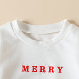 Kid Baby Girl Christmas Long Sleeve Letter Stripe Flare 2 Pcs Suits Sets