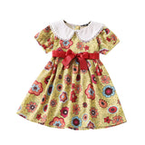 Kid Baby Girl Western Printing Short Sleeve Summer Dresses