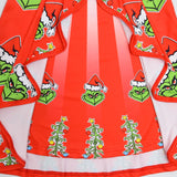 Kid Girl Long-sleeved Christmas Sulley Grinch Dresses