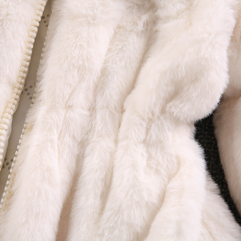 Kid Girls Autumn Winter Woolen Imitation Fur Wool Thickened Padded Coats Jacket