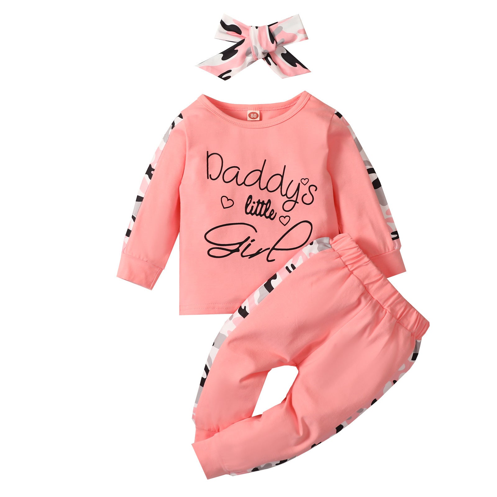 Baby Boy Girl Solid Monogrammed Long Sleeved Leopard Mosaic 2 Pcs Sets