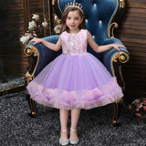 Kid Baby Girls Big Sequins Gauze Bow Tie Princess Pompous Dresses