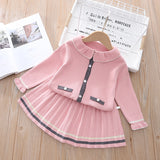 Kid Baby Girl Knitted Fashionable Wool Doll Suits 2 Pcs Sets