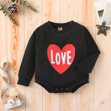 Baby Girl Valentine's Day Long Sleeve Solid Color Love Printed Hoodie