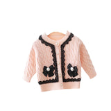 【6M-5T】Kid Baby Girl Lace Pearl Single-breasted Winter Sweater