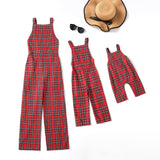 Family Matching Overalls Mother Daughter Plaid Parent-child Dresses