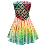 Kid Baby Girl Cartoon Mermaid Colorful Fish Scale Dresses