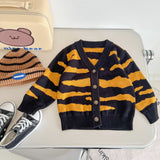 Baby Boy Knitted Striped Cardigan Zebra Print Sweater