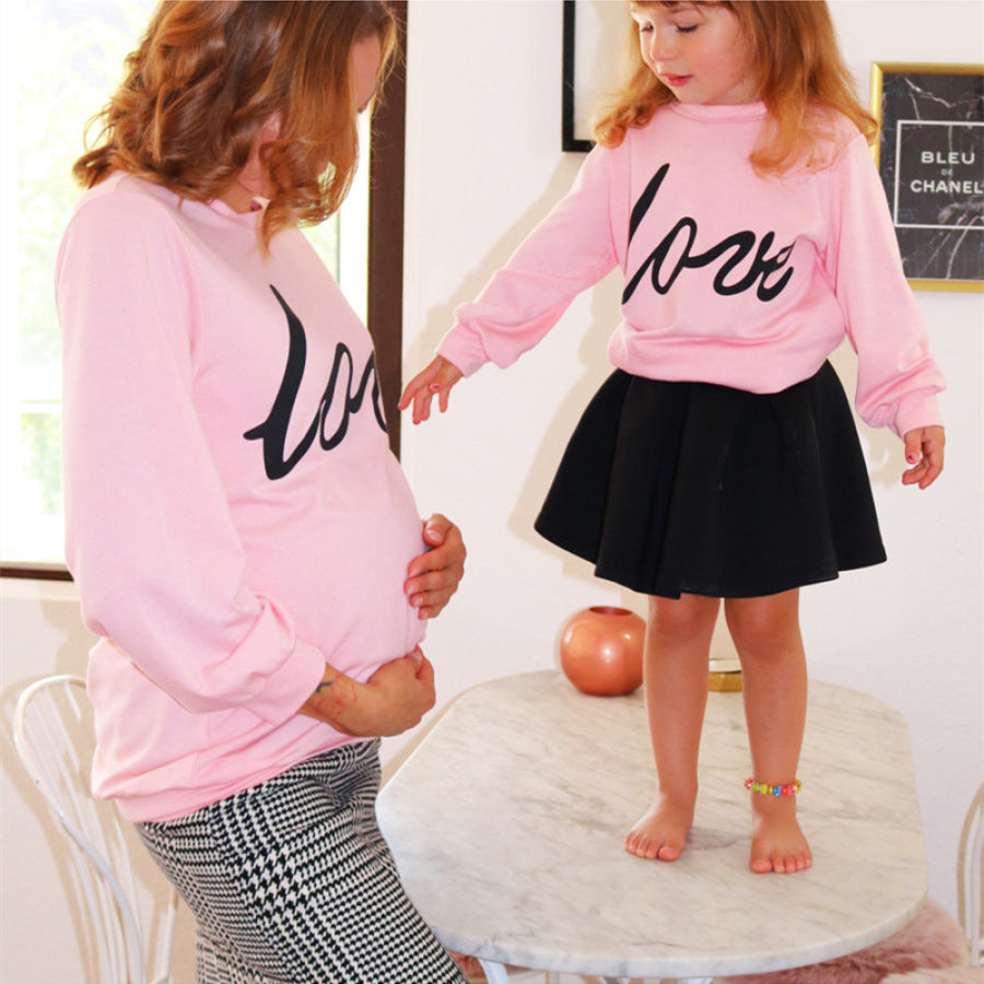 Family Matching Love Printed Parent-child Shirts