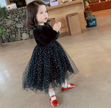 Kid Baby Girls Autumn Winter Velvet Velvet Starry Sky Casual Dress