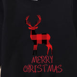 Family Matching Christmas Cartoon Elk Print Top Shirts