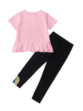 Kid Baby Girl Summer Rainbow Casual Suit 2 Pcs Sets