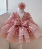 Kid Baby Girl Princess Pompous Gauze Flower Sequin Dresses
