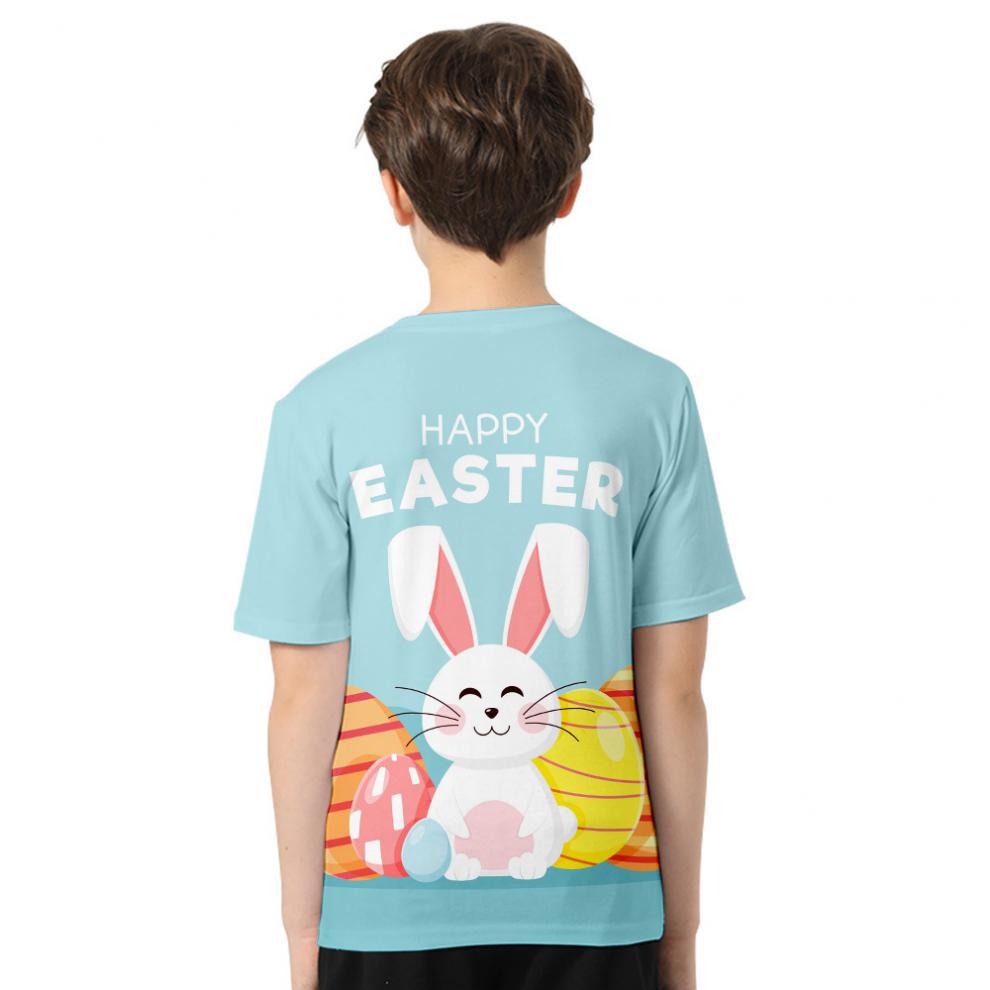 Kid Boys Girls Easter Digital Printed Short Sleeves T-shirts