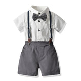 Kid Baby Boy Suit Short Sleeve Multi-color Strap Summer 2 Pcs Sets