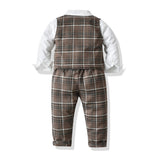 Kid Baby Boys Fall Plaid Suits 3 Pcs Sets