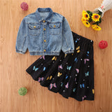 Kid Baby Girl Spring Denim Flower Cotton Suits 2 Pcs Sets