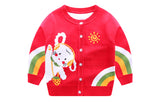 Kid Baby Girls Cardigan Explosive Round Neck Rainbow Autumn Sweaters