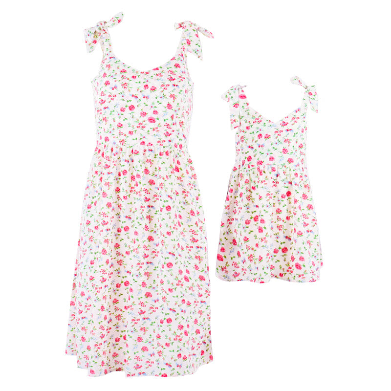 Family Matching Mother-daughter Parent-child Lovely Floral Dresses