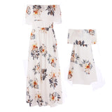 Family Matching Mother Daughter Summer Printed Chiffon Elegant Dresses