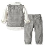 Gentleman Baby Boy Set Plaid Fashion Suits Formal 2 Pcs
