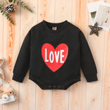 Baby Girl Valentine's Day Long Sleeve Solid Color Love Printed Hoodie