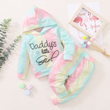 Baby Girl Suit Tie-dye Hooded Long Sleeve 2 Pcs Set