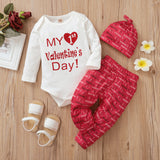 Baby Boy Girl Valentine's Day Print Dress Suit 3 Pcs Sets