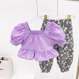 Kid Baby Girls Summer Suit Floral Sets 2 Pcs